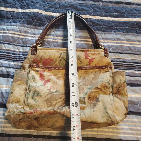 Vintage Fossil Premium Floral Print Canvas Leather No. 054 Purse Shoulder Bag - Picture 10 of 11
